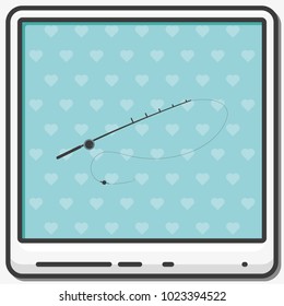 Fishing rod flat vector icon. Spinning illustration.