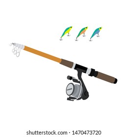 Fishing rod. Flat vector illustration.