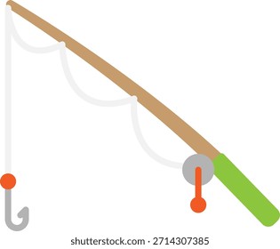 Fishing Rod Flat Vector Illustration