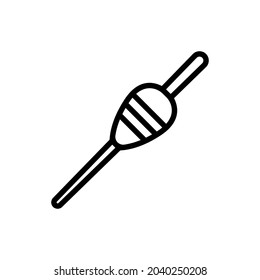 Fishing rod float icon. Black contour linear silhouette. Side view. Vector simple flat graphic illustration. The isolated object on a white background. Isolate.