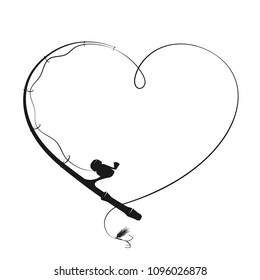 Fishing rod in the form of a heart silhouette