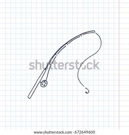 Fishing Rod Handdrawn Vector Illustration Sketch Stock Vector (Royalty