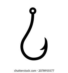 Fishing rod hook icon, fish hook , fish catch. Fishing tip. Victim bait, trap. Vector