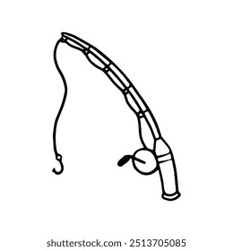 Fishing rod with hook illustration