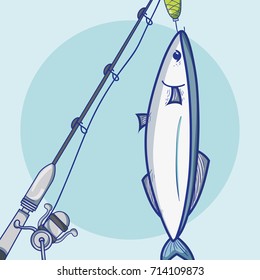 fishing rod with hook and nylon to catch seafood