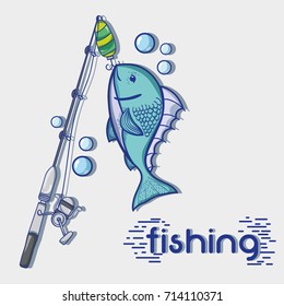 fishing rod with hook and nylon to catch seafood
