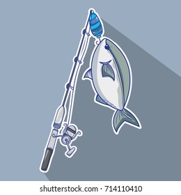 fishing rod with hook and nylon to catch seafood