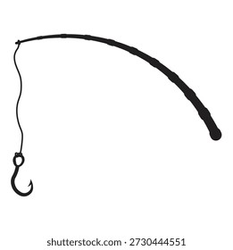 Fishing rod with hook Vector art icon