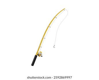 Fishing rod icon 3d render concept of fishing hook, fisherman summer vacation fishing hook icon vector illustration