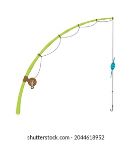 Fishing rod icon. Colored silhouette. Side view. Vector simple flat graphic illustration. The isolated object on a white background. Isolate.