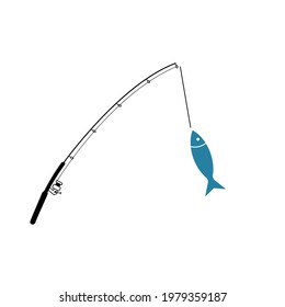 Fishing rod icon design template vector illustration isolated