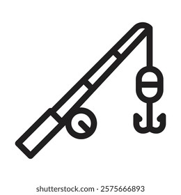 Fishing rod icon. Editable line icon. Vector illustration