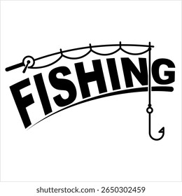 Ícone Da Vara De Pesca, Vara Flexível Dos Pescadores Usada Para Capturar O Vetor De Peixe Ilustração De Arte