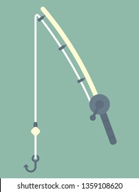 Fishing Rod Icon In Flat Style