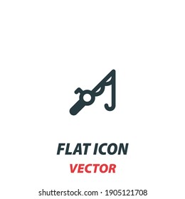 fishing rod icon in a flat style. Vector illustration pictogram on white background. Isolated symbol suitable for mobile concept, web apps, infographics, interface and apps design.