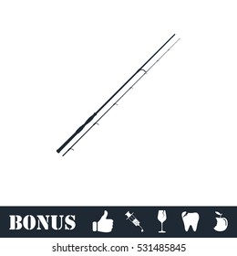 Fishing rod icon flat. Vector illustration symbol and bonus pictogram