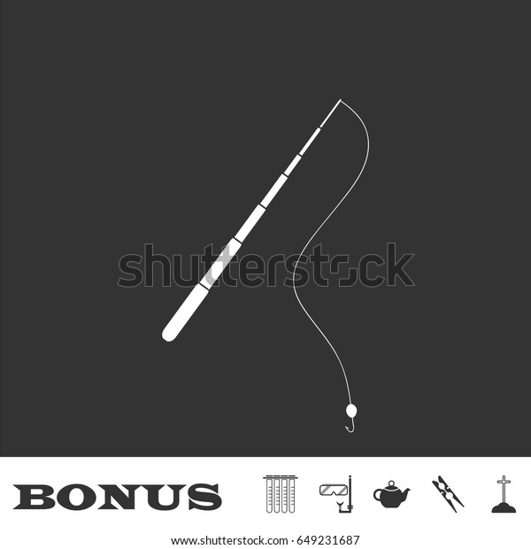 Fishing Rod Icon Flat White Pictogram Stock Vector (Royalty Free ...