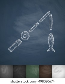 fishing rod icon. Hand drawn vector illustration