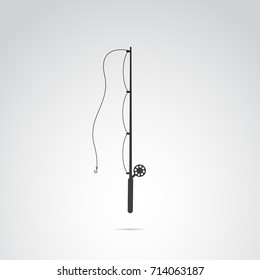 Fishing rod icon isolated on white background.