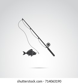 Fishing rod icon isolated on white background.