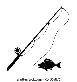 Fishing rod icon isolated on white background.