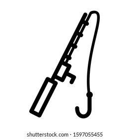 fishing rod icon isolated sign symbol vector illustration - high quality black style vector icons
