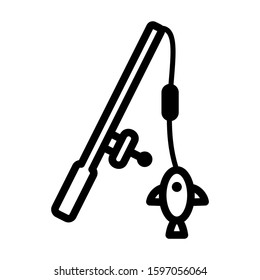 fishing rod icon isolated sign symbol vector illustration - high quality black style vector icons
