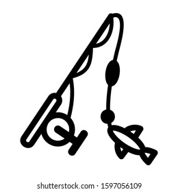 fishing rod icon isolated sign symbol vector illustration - high quality black style vector icons
