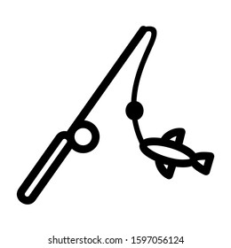 fishing rod icon isolated sign symbol vector illustration - high quality black style vector icons
