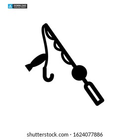 fishing rod icon isolated sign symbol vector illustration - high quality black style vector icons
