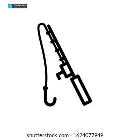 fishing rod icon isolated sign symbol vector illustration - high quality black style vector icons
