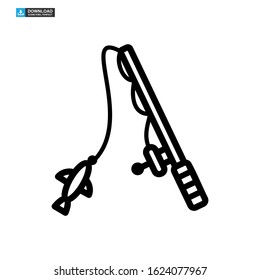 fishing rod icon isolated sign symbol vector illustration - high quality black style vector icons
