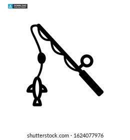 fishing rod icon isolated sign symbol vector illustration - high quality black style vector icons
