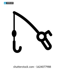 fishing rod icon isolated sign symbol vector illustration - high quality black style vector icons
