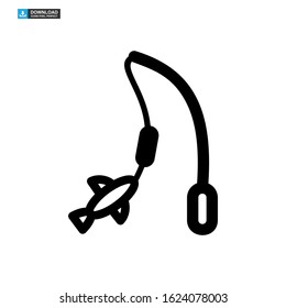 fishing rod icon isolated sign symbol vector illustration - high quality black style vector icons
