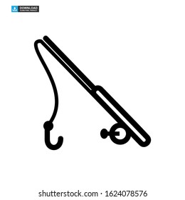 fishing rod icon isolated sign symbol vector illustration - high quality black style vector icons
