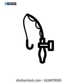 fishing rod icon isolated sign symbol vector illustration - high quality black style vector icons
