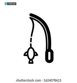fishing rod icon isolated sign symbol vector illustration - high quality black style vector icons
