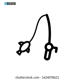 fishing rod icon isolated sign symbol vector illustration - high quality black style vector icons
