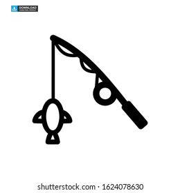 fishing rod icon isolated sign symbol vector illustration - high quality black style vector icons
