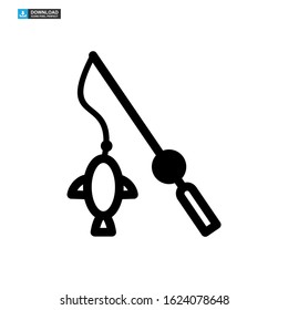 fishing rod icon isolated sign symbol vector illustration - high quality black style vector icons
