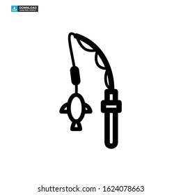 fishing rod icon isolated sign symbol vector illustration - high quality black style vector icons
