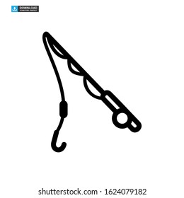 fishing rod icon isolated sign symbol vector illustration - high quality black style vector icons
