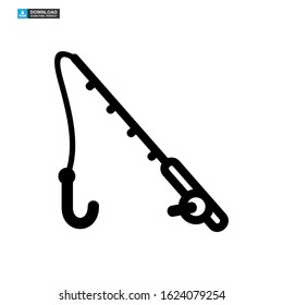 fishing rod icon isolated sign symbol vector illustration - high quality black style vector icons
