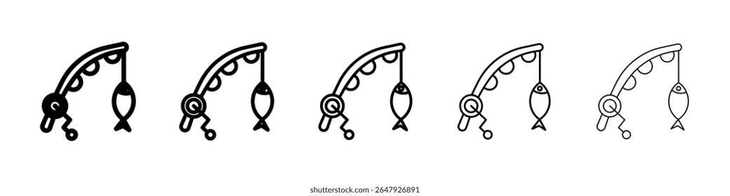 fishing rod icon isolated vector on white background set