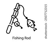 Fishing rod icon in line style