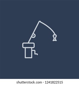 Fishing Rod icon. Fishing Rod linear design concept from Camping collection. Simple element vector illustration on dark blue background.