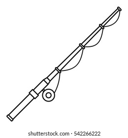 Fishing rod icon. Outline illustration of fishing rod vector icon for web