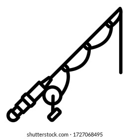 Fishing rod icon. Outline fishing rod vector icon for web design isolated on white background