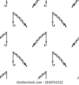 Fishing Rod Icon Seamless Pattern, Fishermen Flexible Rod Used To Catch Fish Vector Art Illustration